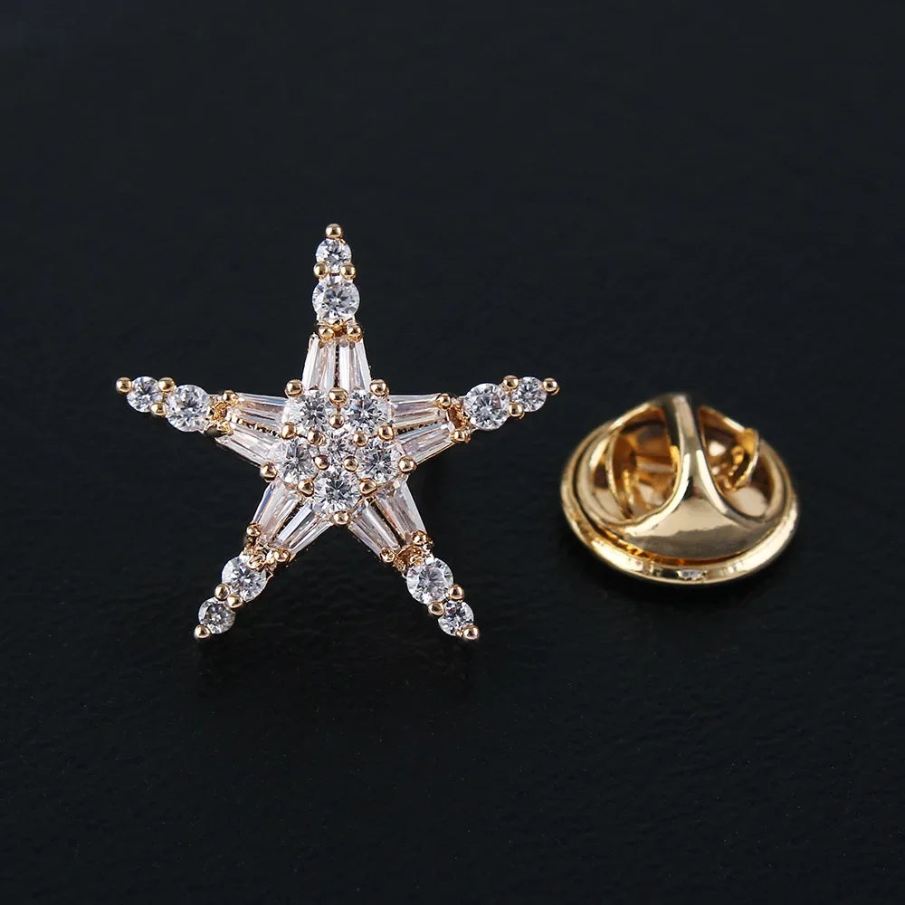 Crystal Hexagram Tie Pin — Multi-Use Lapel & Hijab Pins