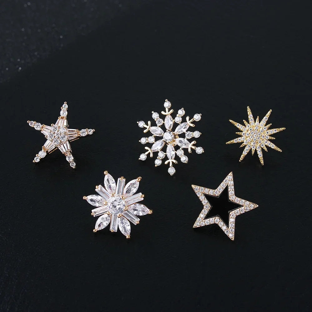 Crystal Hexagram Tie Pin — Multi-Use Lapel & Hijab Pins