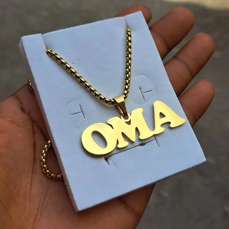 Custom Name Cuban Chain Necklace — Gold Stainless Steel