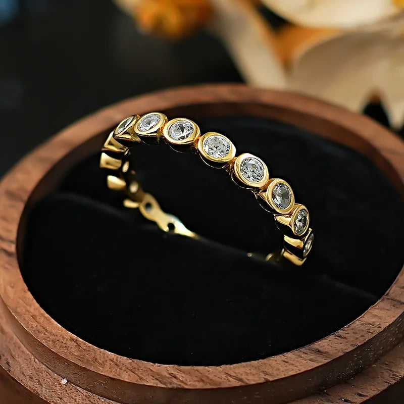 14K Gold Eternity Lovers Lab Diamond Ring Wedding Band