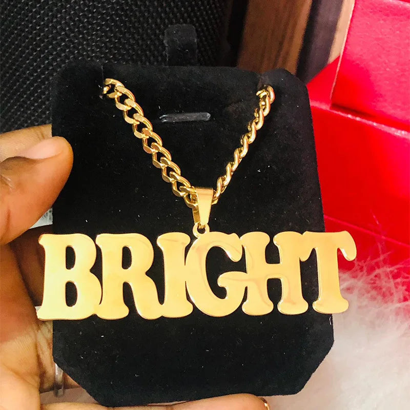Custom Name Cuban Chain Necklace — Gold Stainless Steel