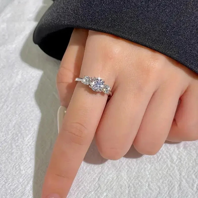 3-Stone CZ Gemstone Ring — Unisex Prong Setting