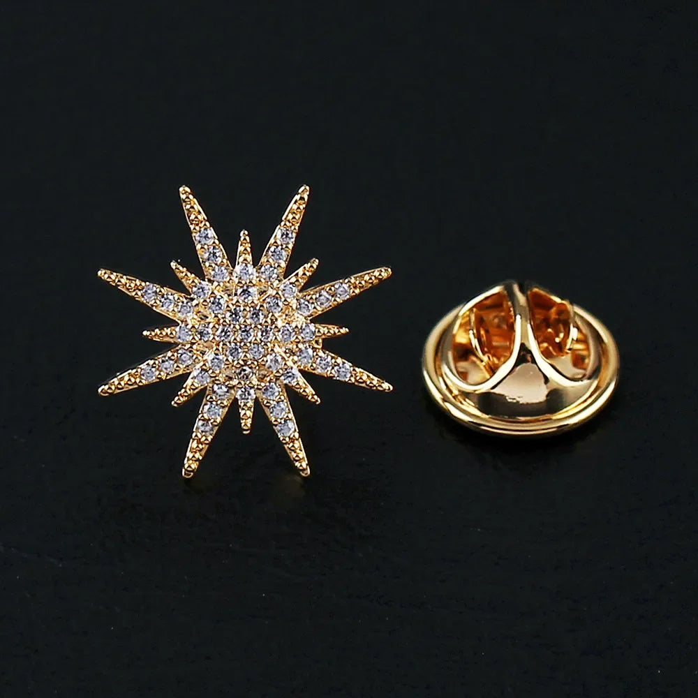 Crystal Hexagram Tie Pin — Multi-Use Lapel & Hijab Pins