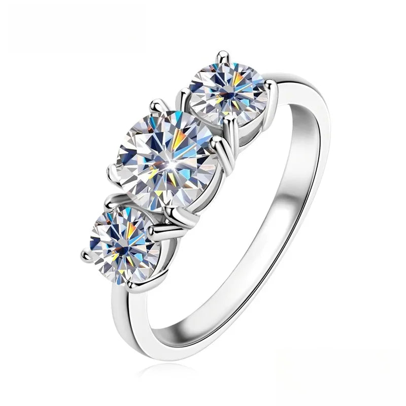 3-Stone CZ Gemstone Ring — Unisex Prong Setting