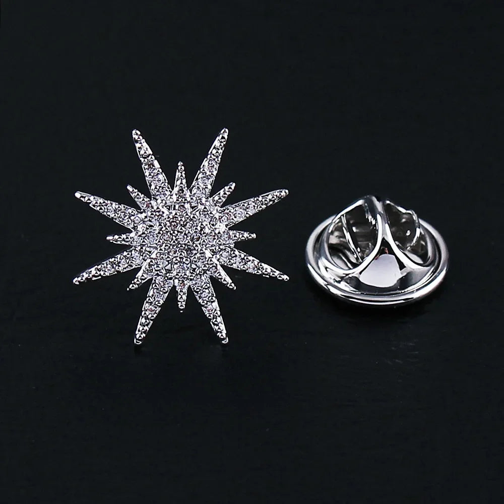 Crystal Hexagram Tie Pin — Multi-Use Lapel & Hijab Pins