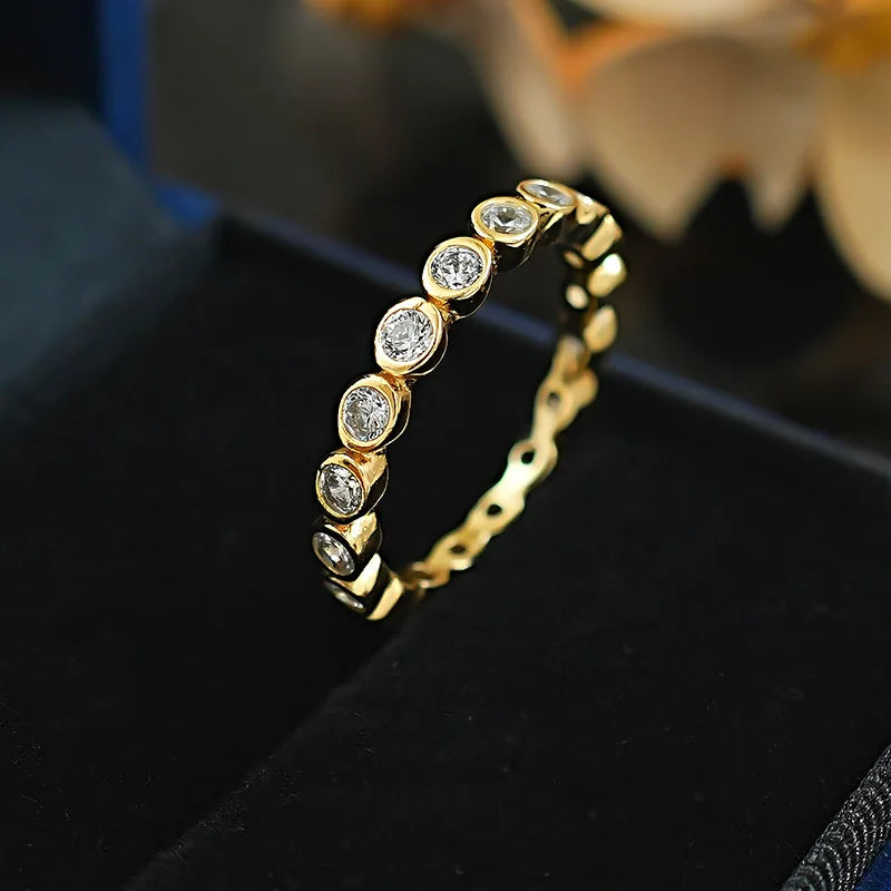 14K Gold Eternity Lovers Lab Diamond Ring Wedding Band