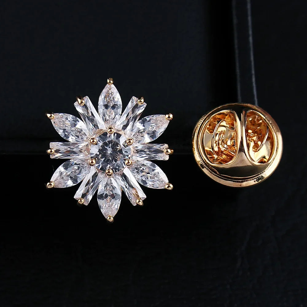 Crystal Hexagram Tie Pin — Multi-Use Lapel & Hijab Pins