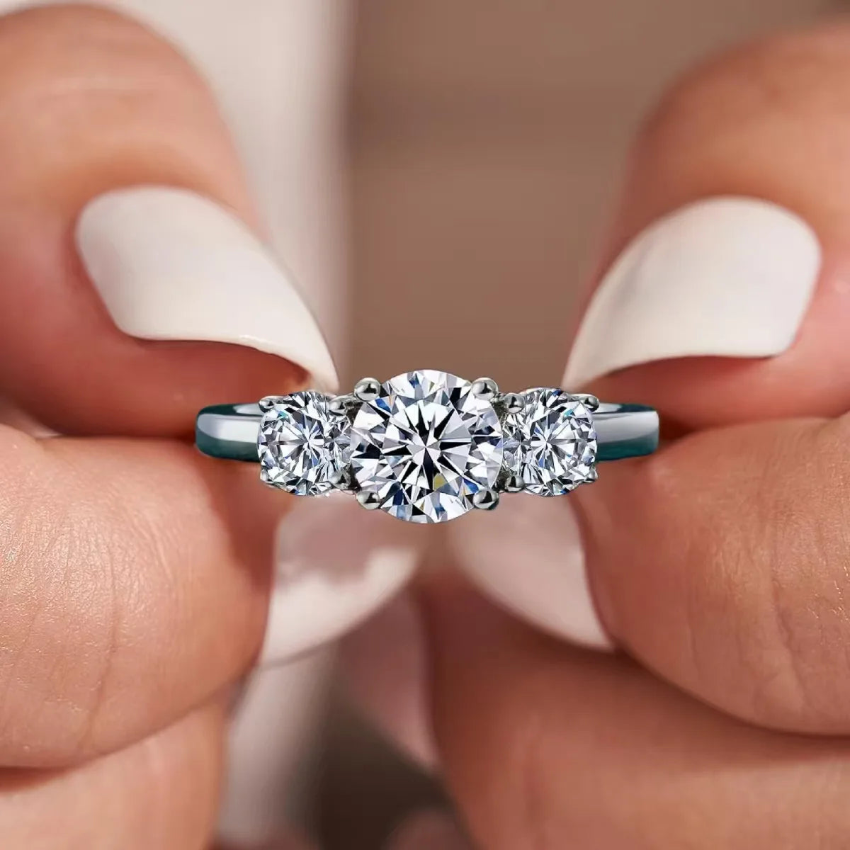3-Stone CZ Gemstone Ring — Unisex Prong Setting