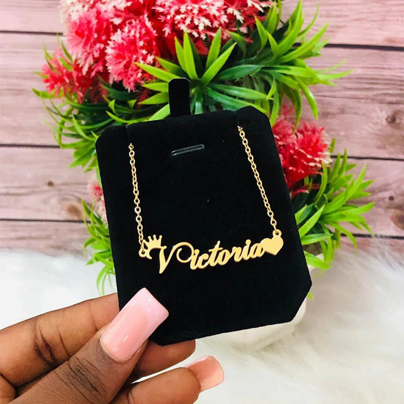 Custom Name Cuban Chain Necklace — Gold Stainless Steel