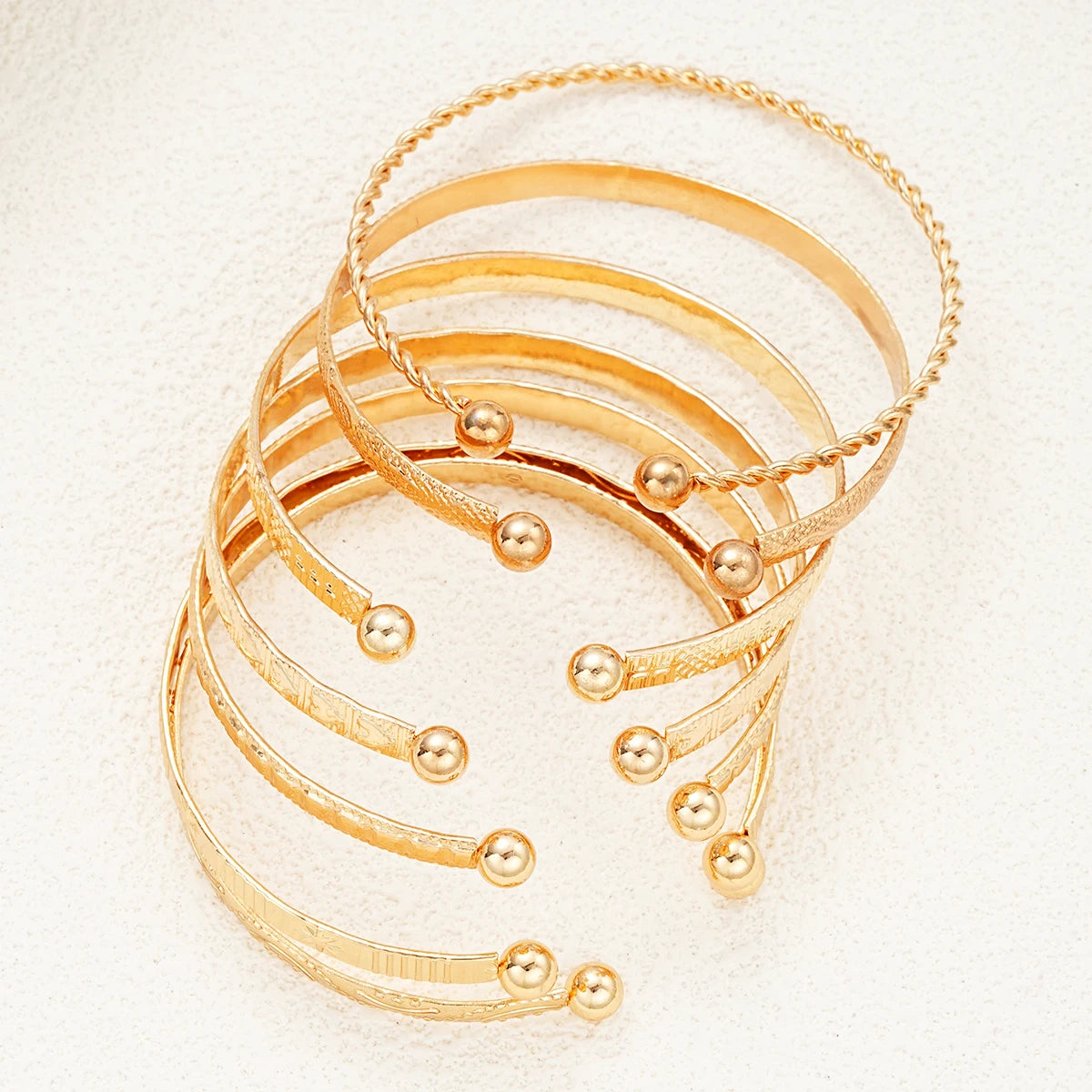 Gold Punk Bangle Set for Women — 7 Pieces