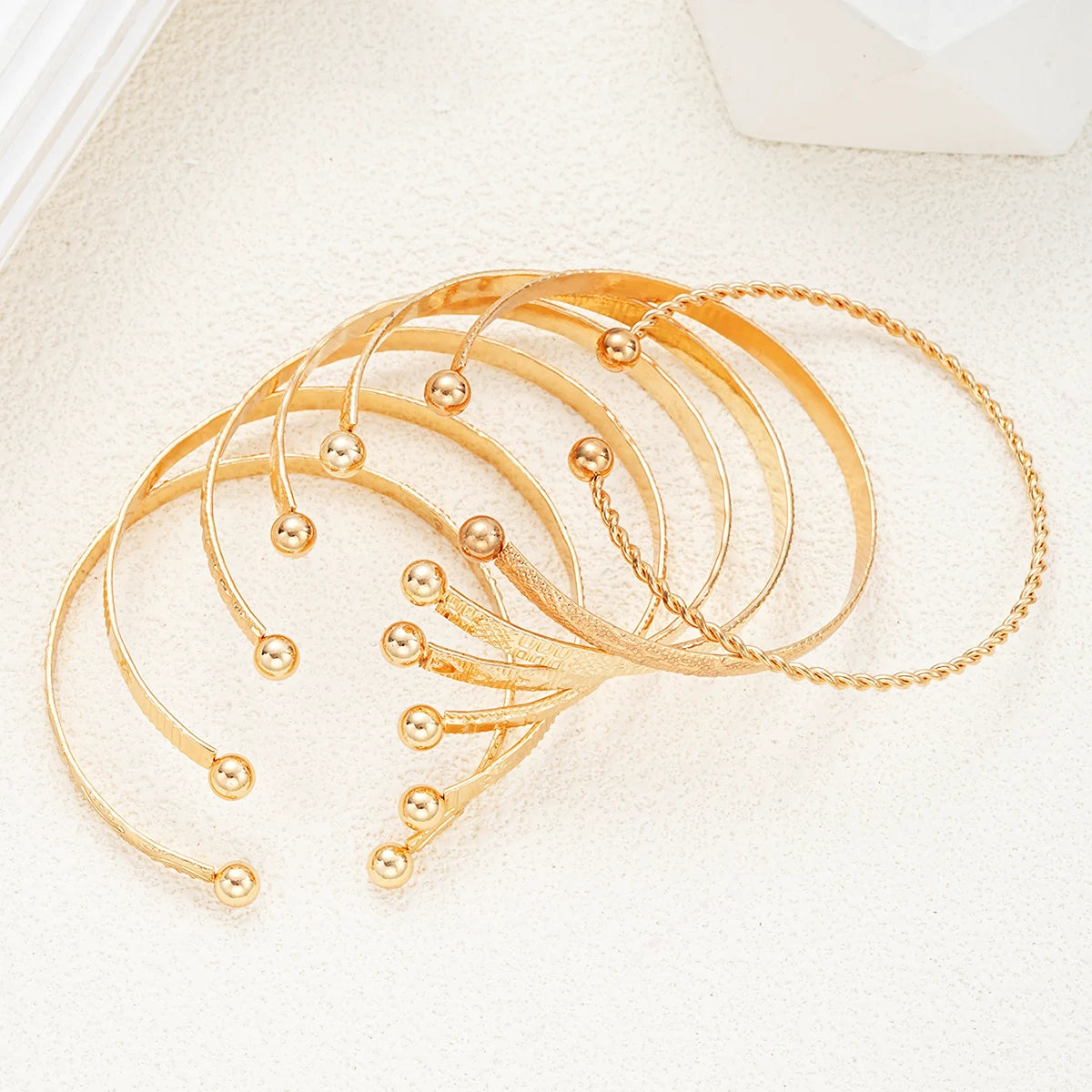 Gold Punk Bangle Set for Women — 7 Pieces
