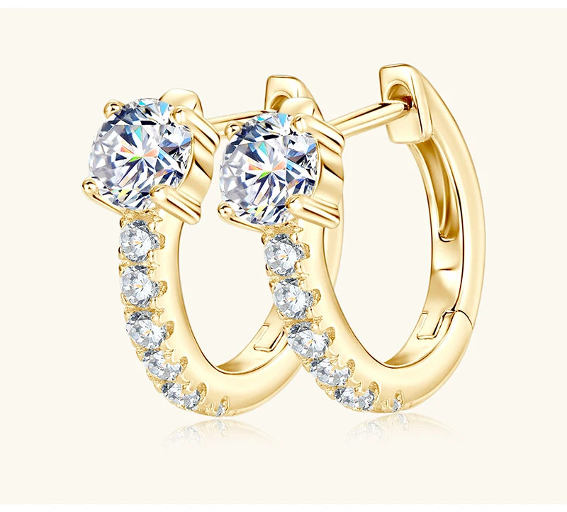 10K Solid Gold 4mm (0.30ct*2pcs) Round Moissanite Diamond Hoop Earrings *Certified*