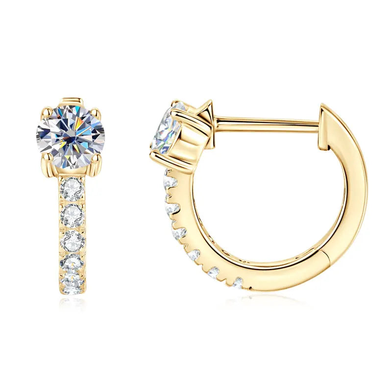 10K Solid Gold 4mm (0.30ct*2pcs) Round Moissanite Diamond Hoop Earrings *Certified*