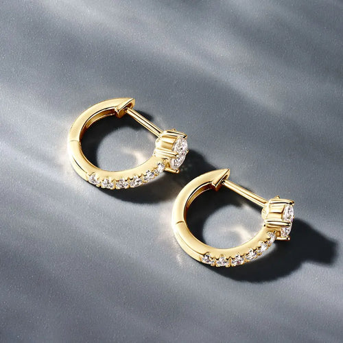 10K Solid Gold 4mm (0.30ct*2pcs) Round Moissanite Diamond Hoop Earrings *Certified*