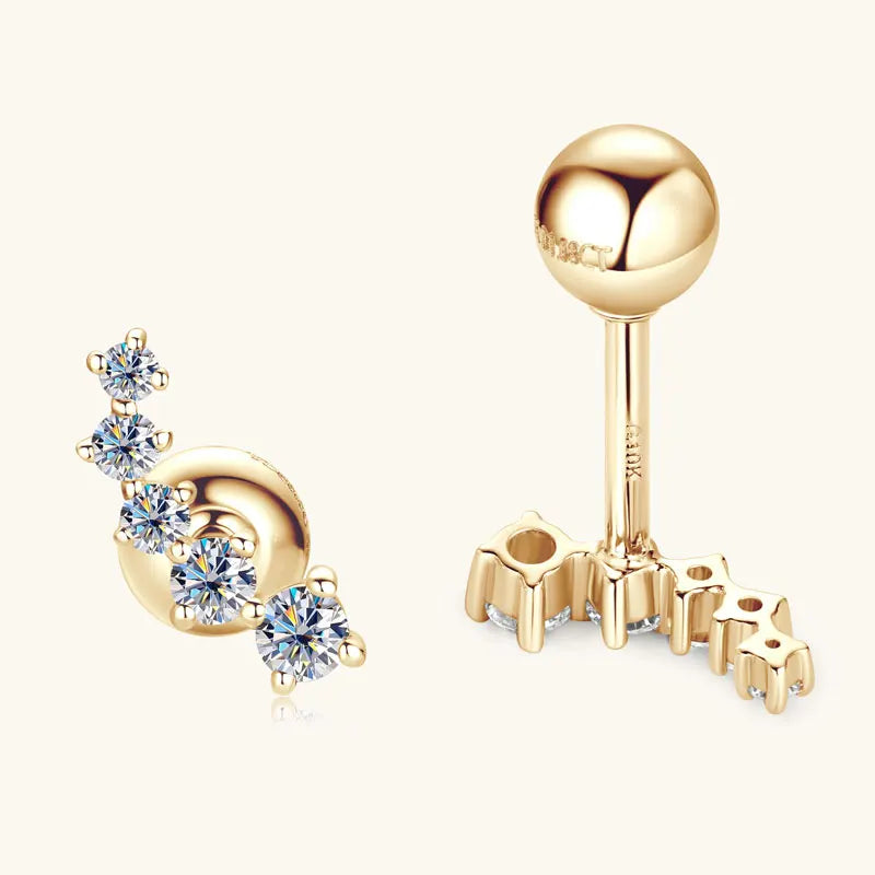 10K Solid Gold Moissanite Diamond Curved Earrings *Certified* (Free-Shipping)