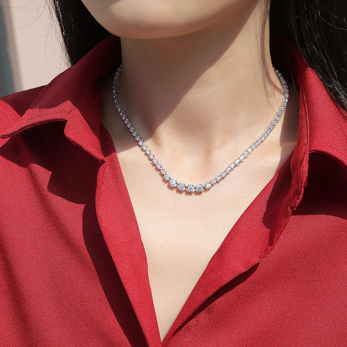 925 Silver Moissanite Diamond Necklace 4mm casual luxury *with certificate authentication*