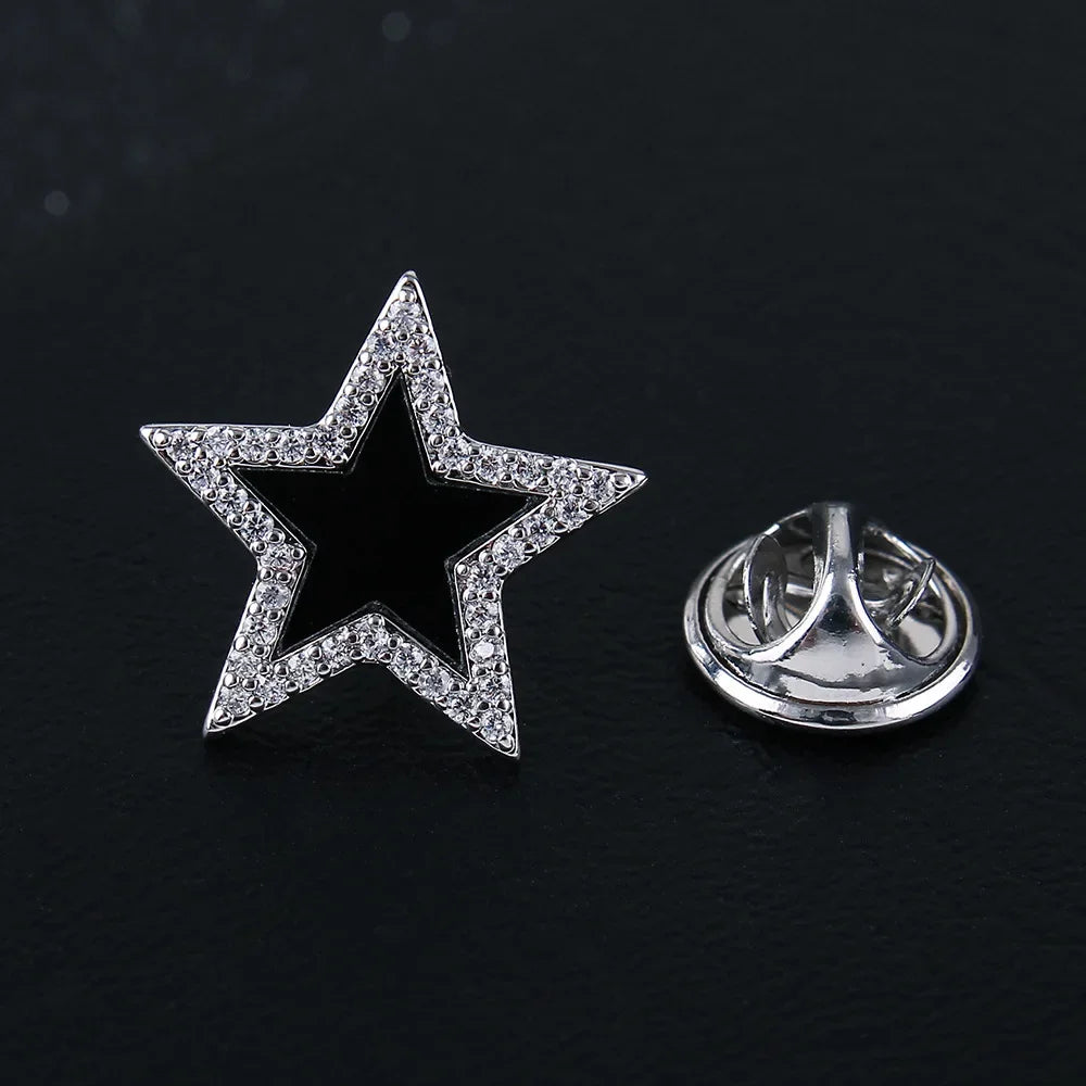 Crystal Hexagram Tie Pin — Multi-Use Lapel & Hijab Pins
