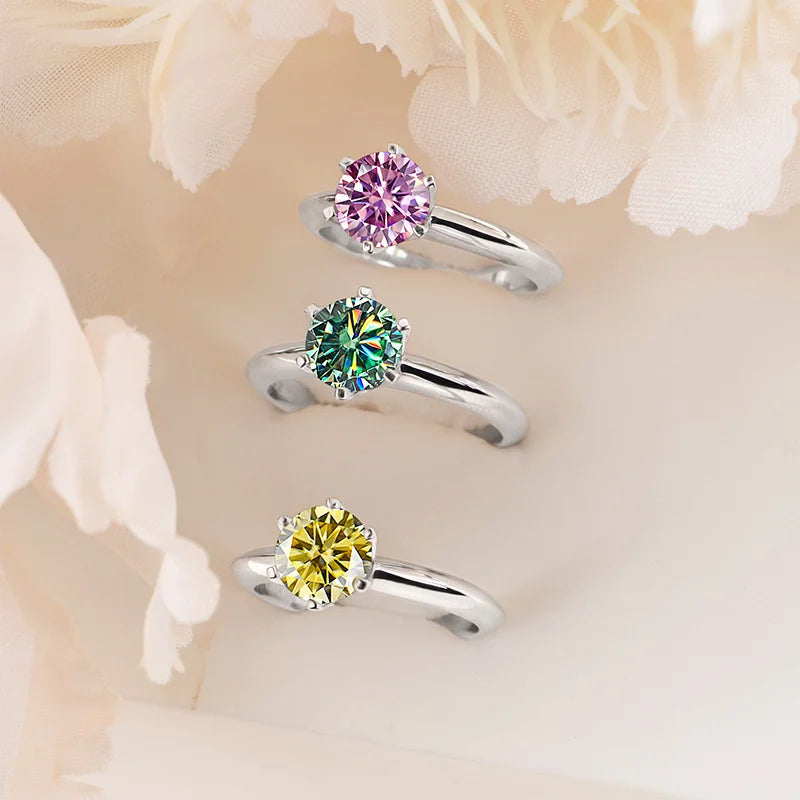 GRA Moissanite Promise Ring — 925 Silver, Platinum Plated