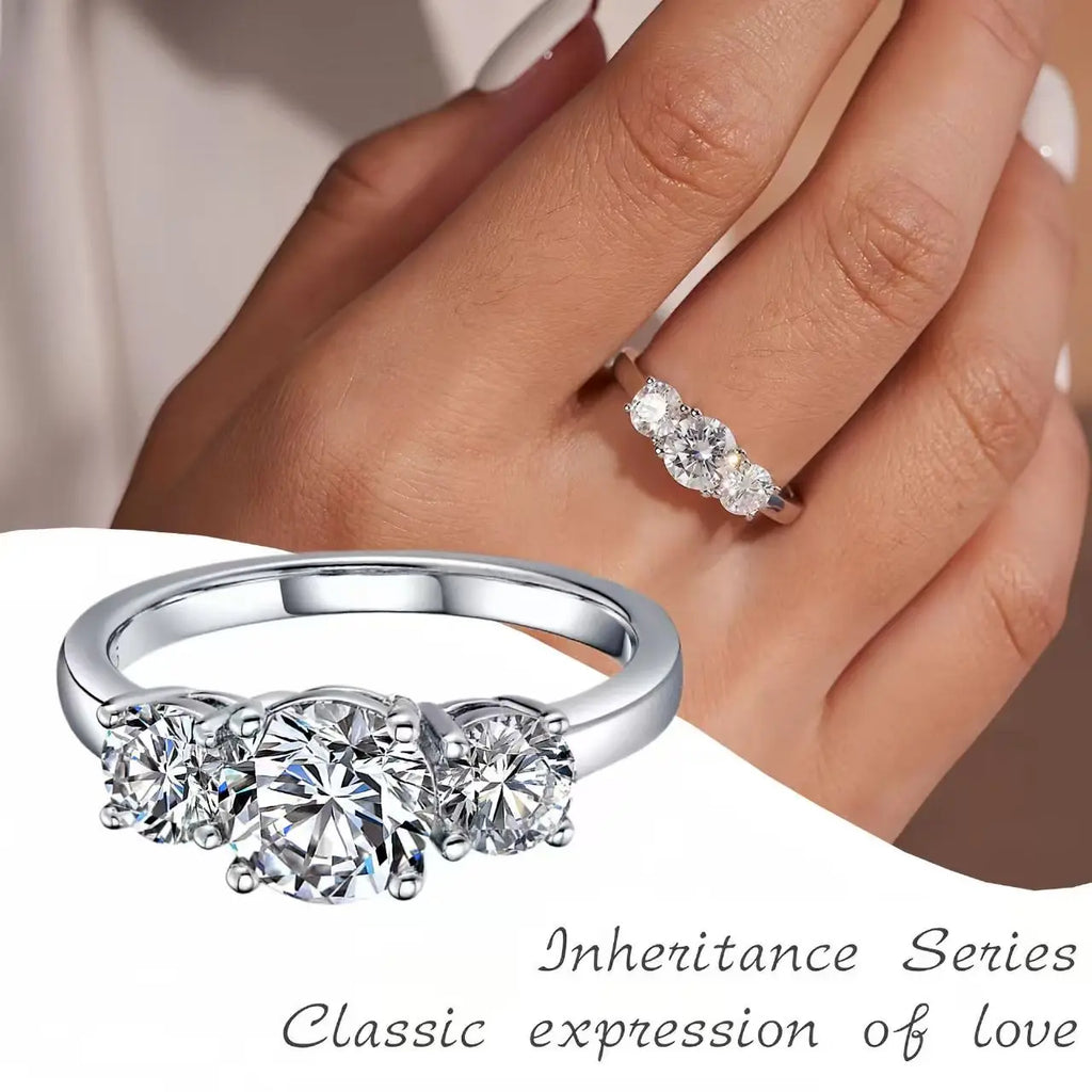 3-Stone CZ Gemstone Ring — Unisex Prong Setting