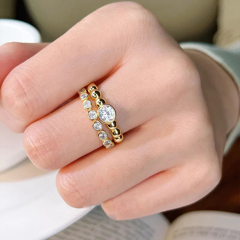 14K Gold Eternity Lovers Lab Diamond Ring Wedding Band