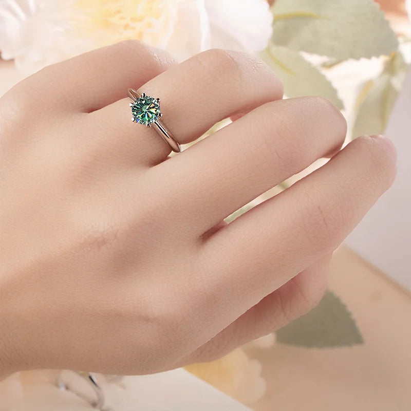 GRA Moissanite Promise Ring — 925 Silver, Platinum Plated