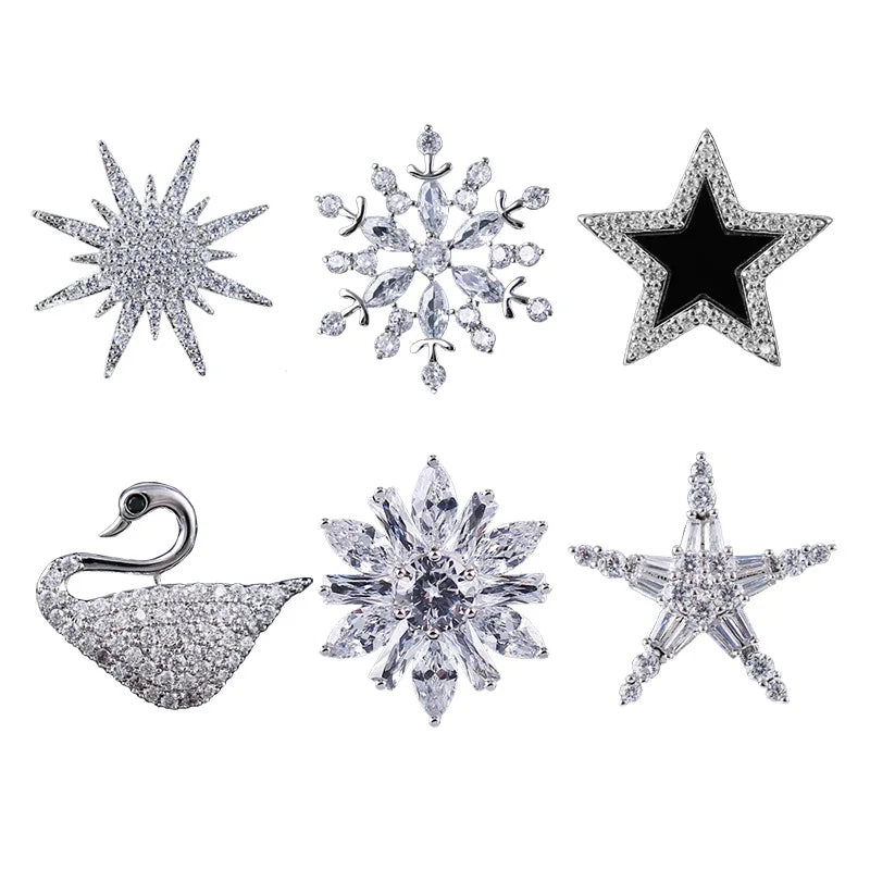Crystal Hexagram Tie Pin — Multi-Use Lapel & Hijab Pins