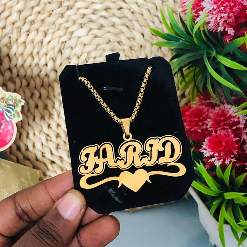 Custom Name Cuban Chain Necklace — Gold Stainless Steel
