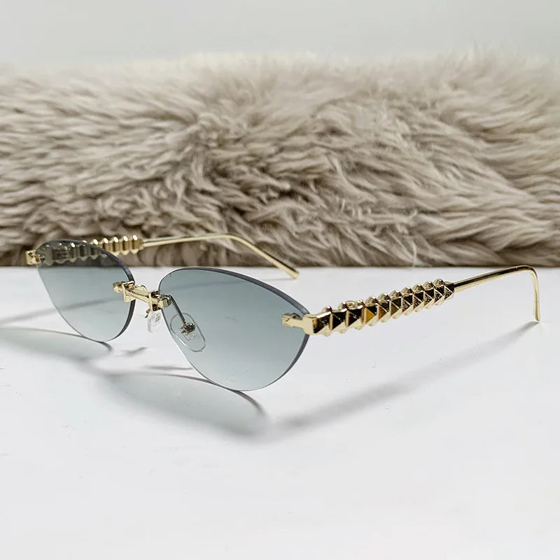 Cat Eye Rimless Sunglasses — Women's Luxury Oval Frame