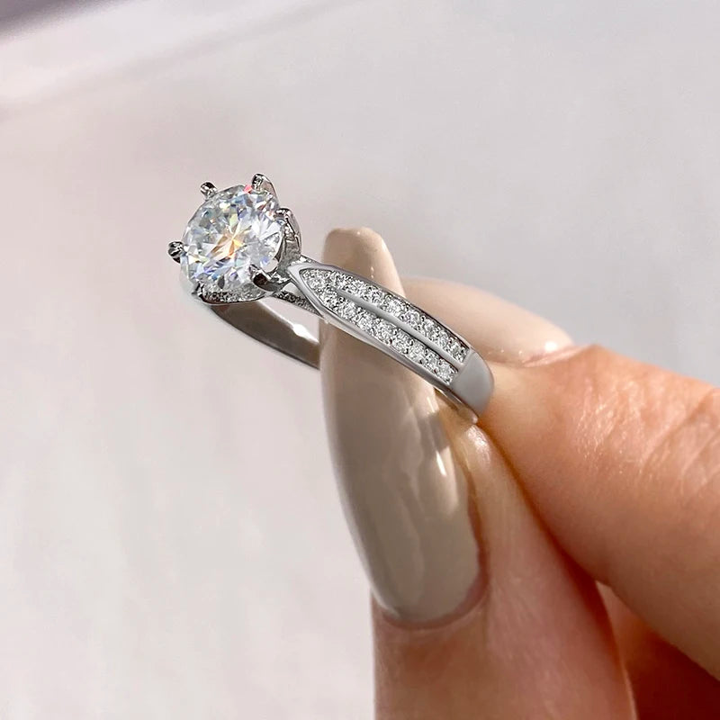 Moissanite Diamond Ring — 925 Silver, 18K Gold Plated