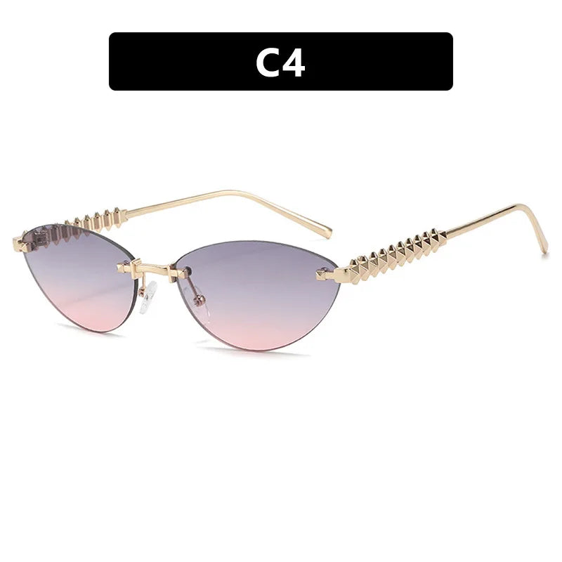 Cat Eye Rimless Sunglasses — Women's Luxury Oval Frame