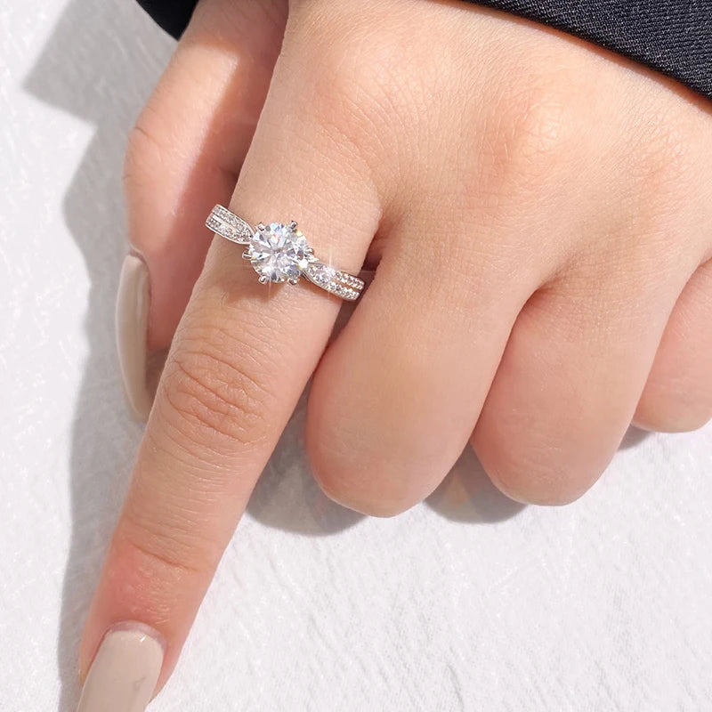 Moissanite Diamond Ring — 925 Silver, 18K Gold Plated