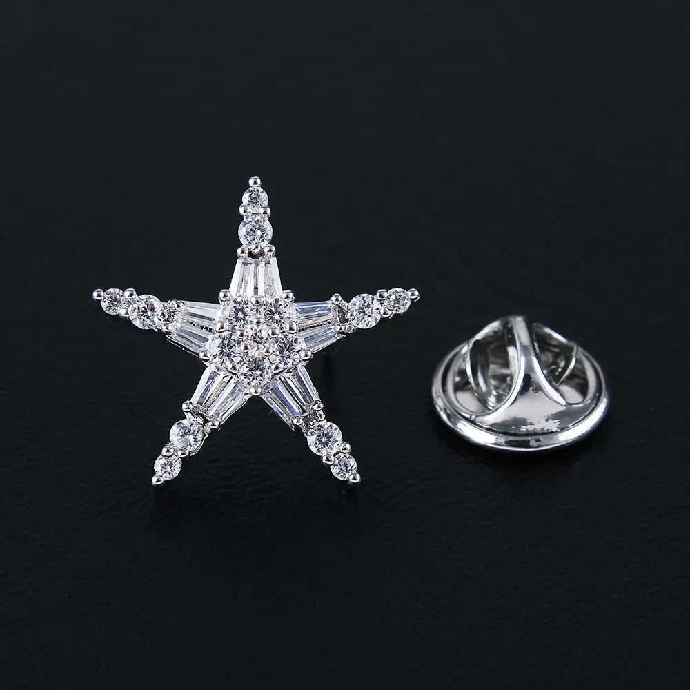 Crystal Hexagram Tie Pin — Multi-Use Lapel & Hijab Pins