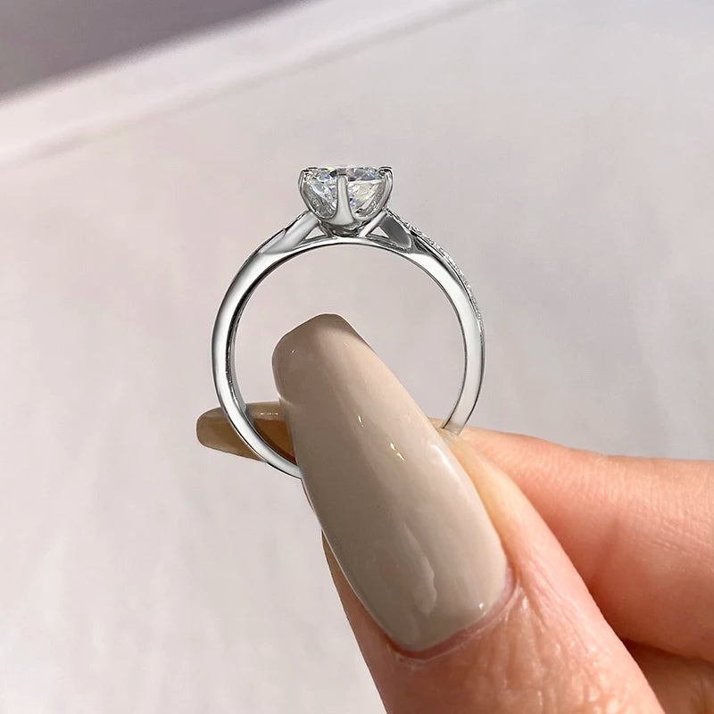 Moissanite Diamond Ring — 925 Silver, 18K Gold Plated
