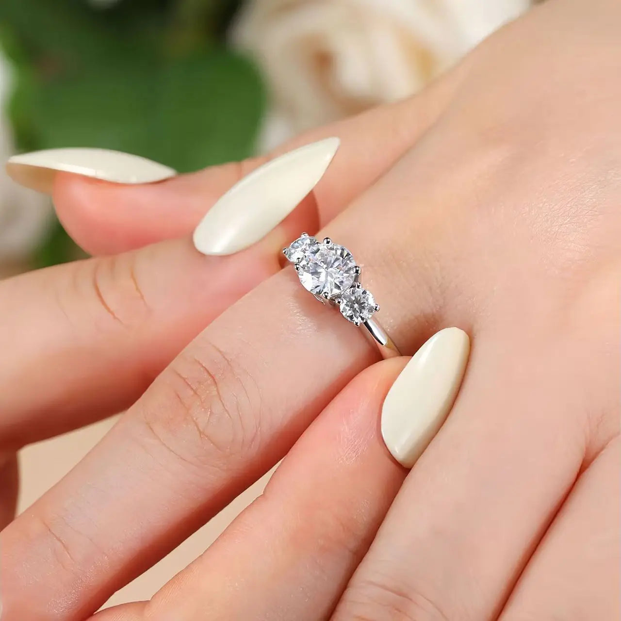3-Stone CZ Gemstone Ring — Unisex Prong Setting