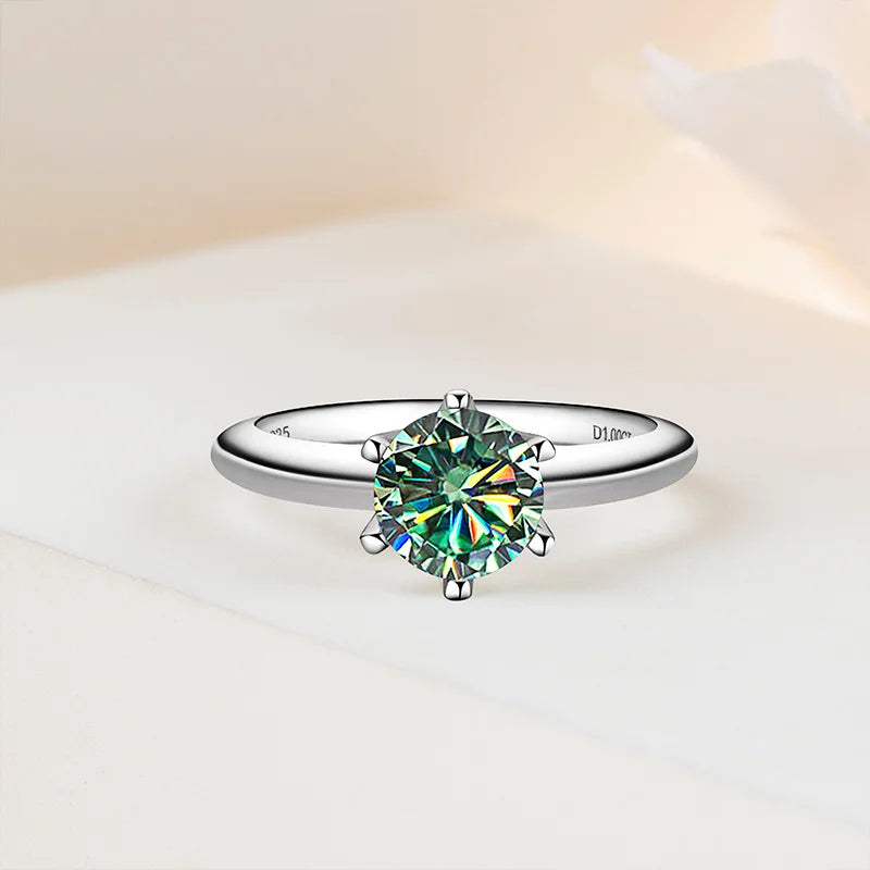 GRA Moissanite Promise Ring — 925 Silver, Platinum Plated